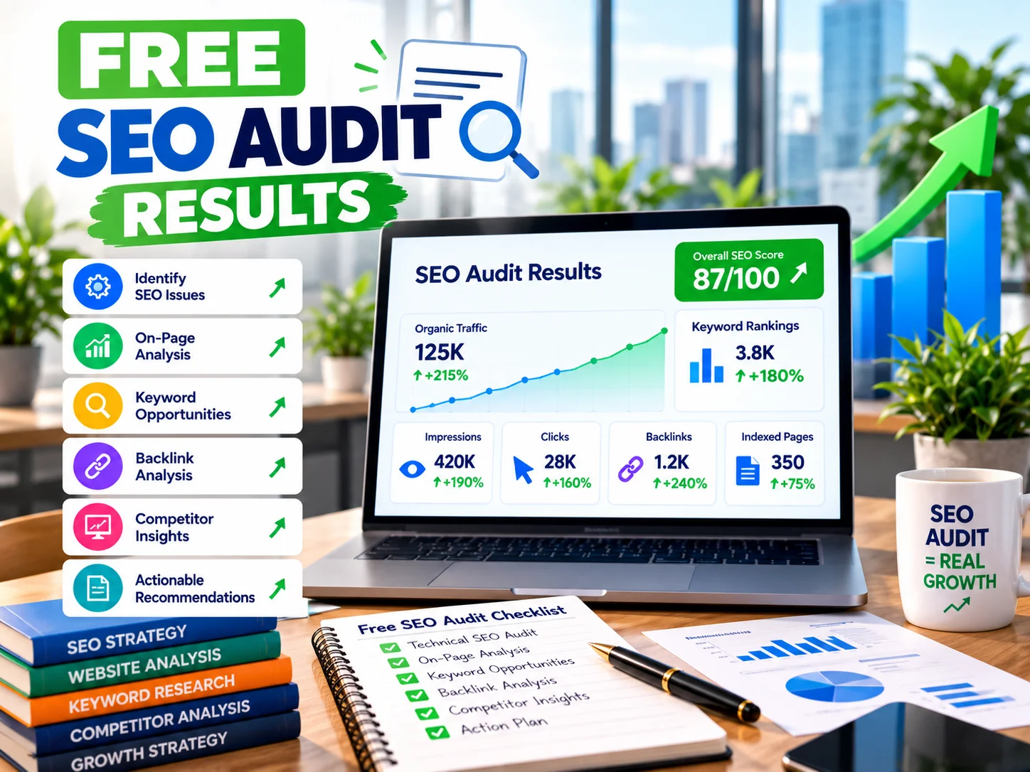 Organic traffic growth after fixing issues found in a free SEO audit