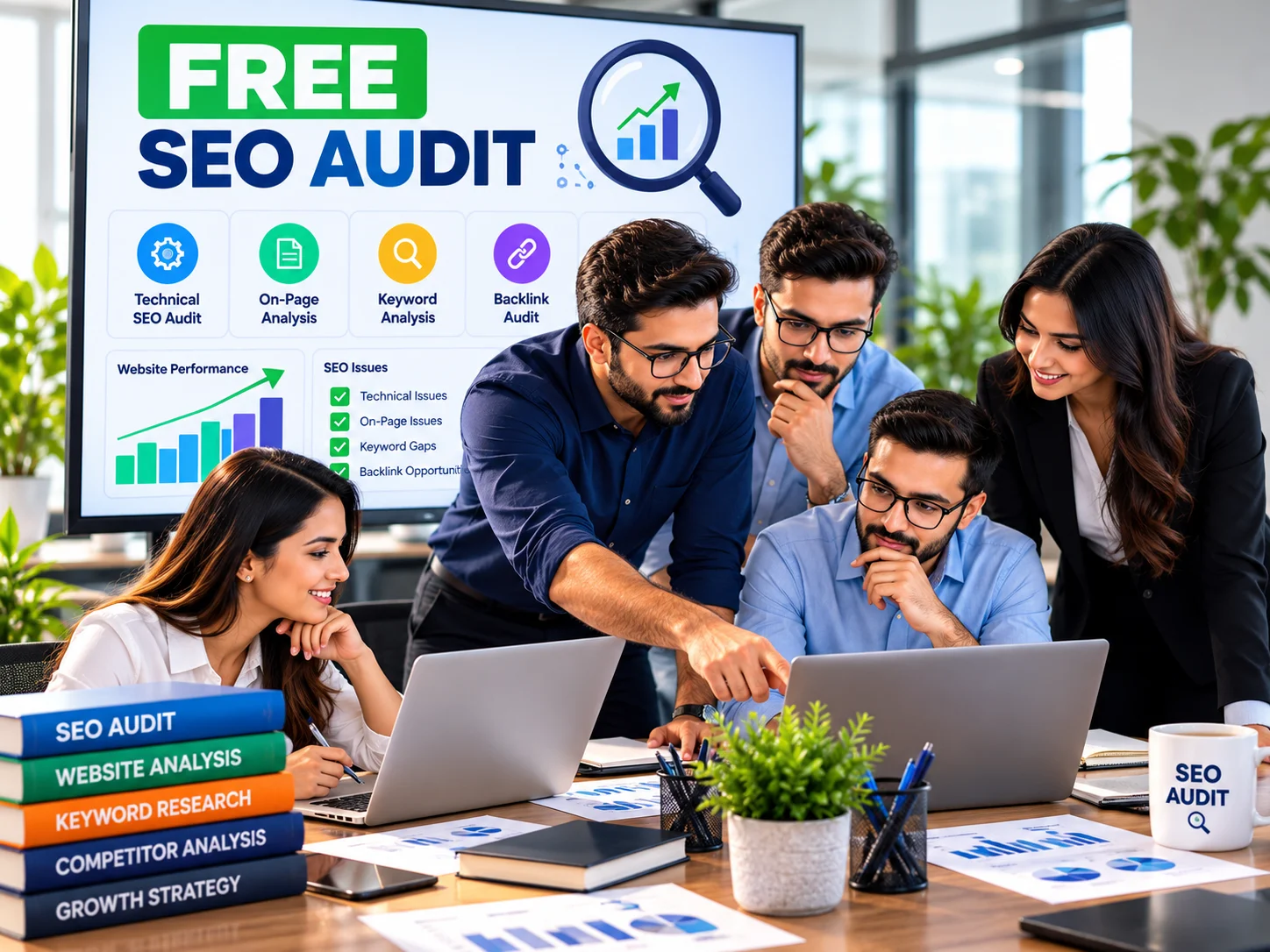 SEO specialist manually reviewing a website for a free SEO audit